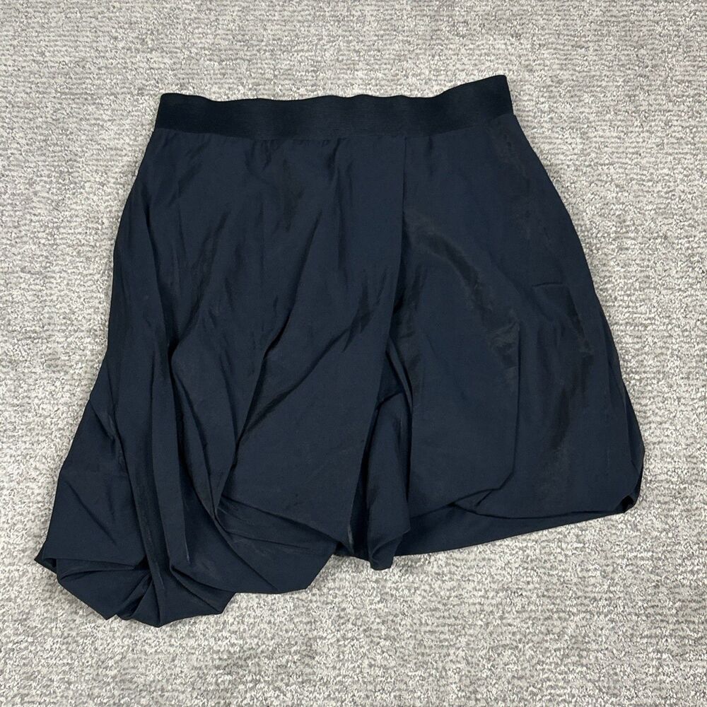 COS Skirt Womens 12 Pleated Asymmetrical Shimmery Bubble Stretch Navy Modal New